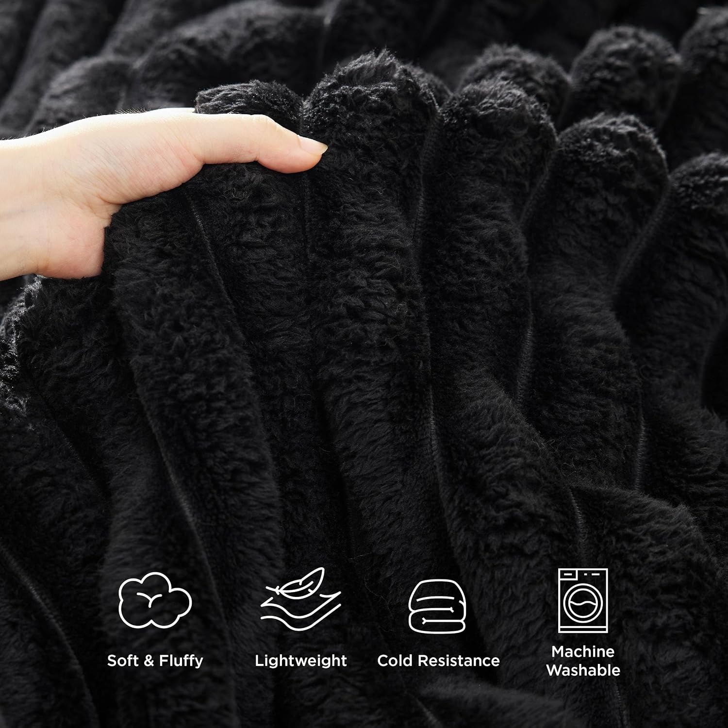 image:imageBedsure Soft Cozy Fluffy Comfort Throw Blanket for Bed White 50x6006 Black