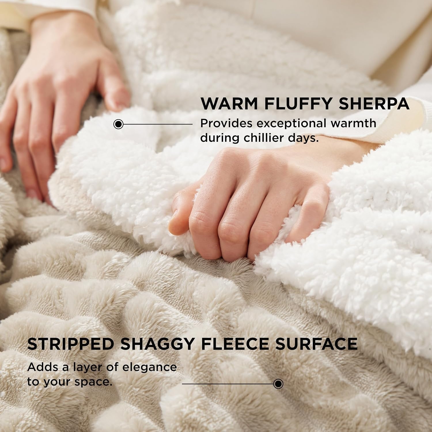 image:imageBedsure Soft Sherpa Blanket Fluffy Throw Gift Beige 50x6001 Beige
