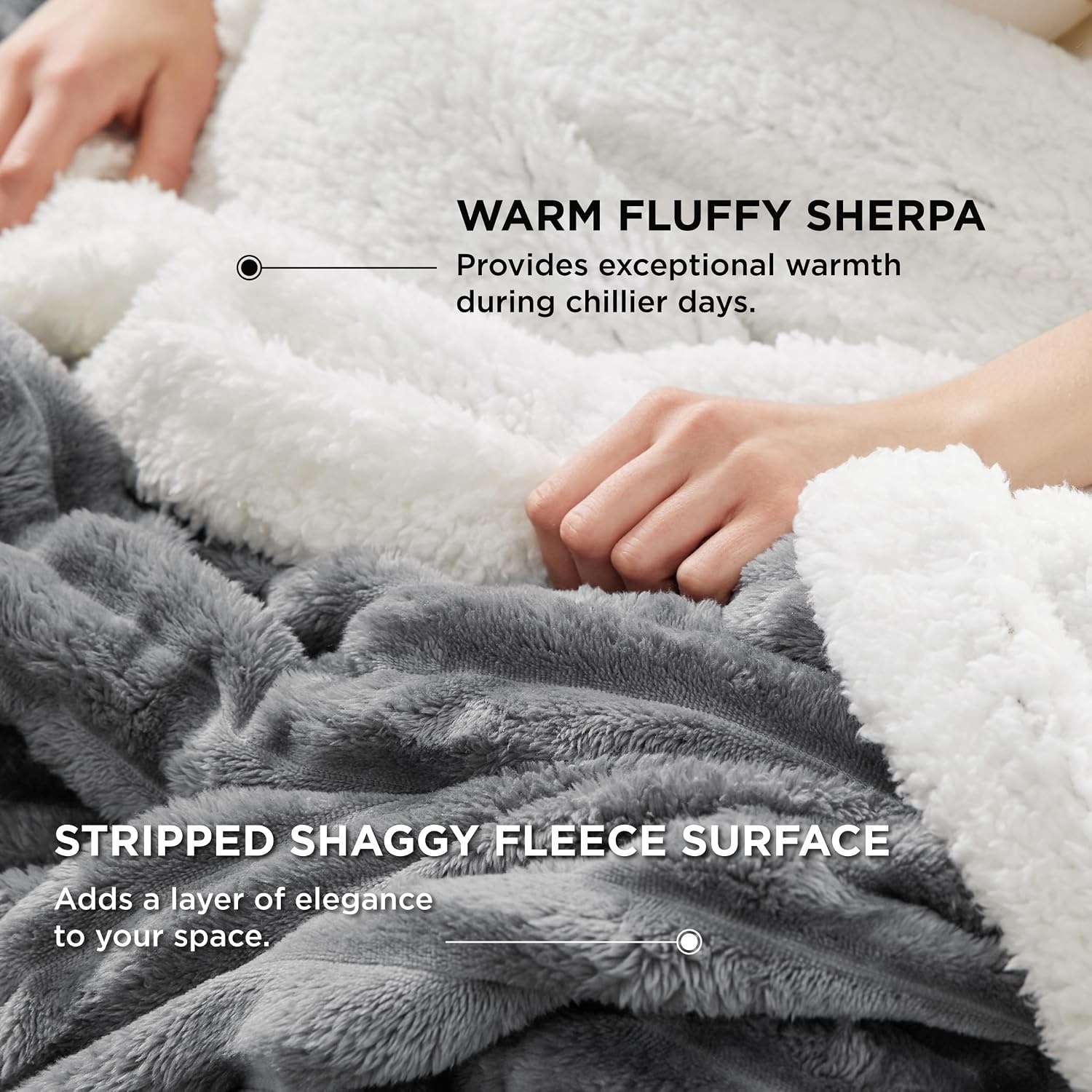 image:imageBedsure Soft Sherpa Blanket Fluffy Throw Gift Beige 50x6003 Dark Grey