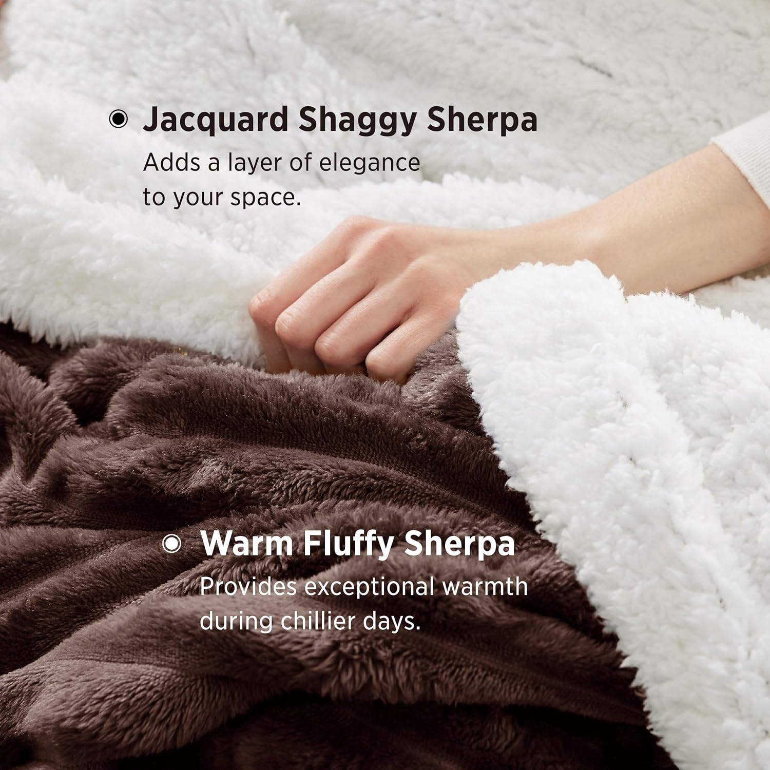 image:imageBedsure Soft Sherpa Blanket Fluffy Throw Gift Beige 50x6008 Dark Brown