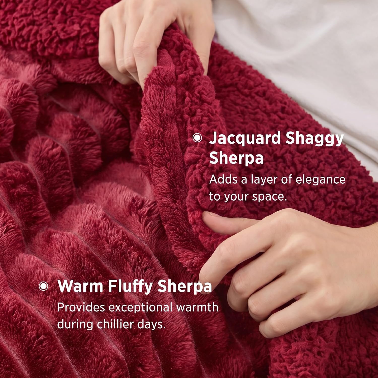 image:imageBedsure Soft Sherpa Blanket Fluffy Throw Gift Beige 50x6010 Red