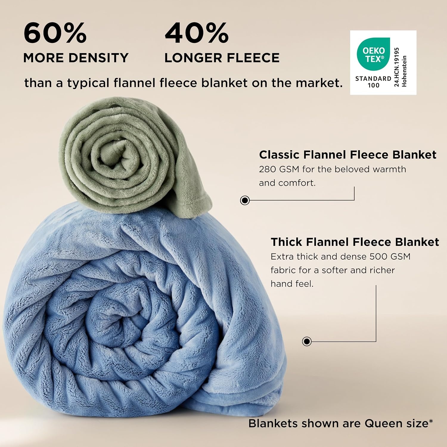 image:imageBedsure Thick Heavy Warm Blankets for Winter Soft Fleece Twin Blanket for Bed GentleSoft Cozy Fluffy Thick Winter Christmas Cream Throws AntiStatic 500Gsm Design Twin XL Cream 66x90 InchAshley Blue