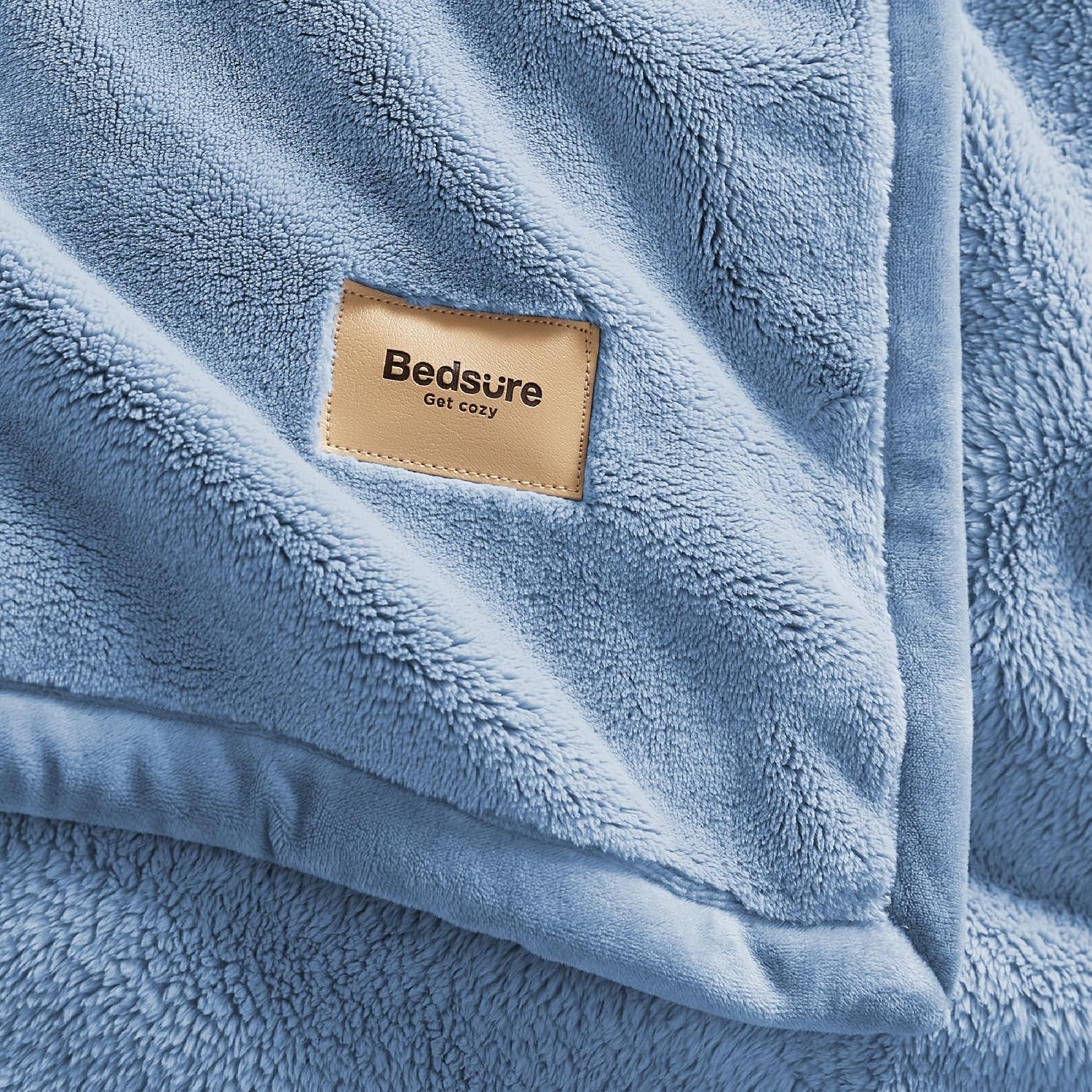 image:imageBedsure Thick Heavy Warm Blankets for Winter Soft Fleece Twin Blanket for Bed GentleSoft Cozy Fluffy Thick Winter Christmas Cream Throws AntiStatic 500Gsm Design Twin XL Cream 66x90 InchAshley Blue