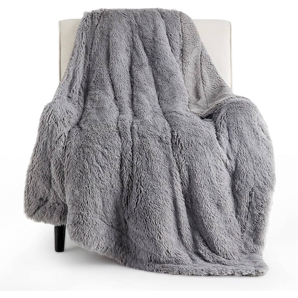 image:imageBedsure Faux Fur Fluffy Fleece Sherpa Blanket Couch Throw Grey 50x6010 Grey