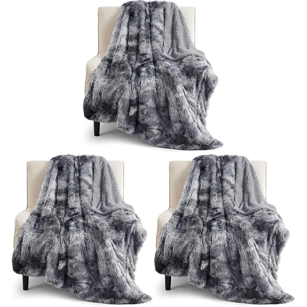 image:imageBedsure Faux Fur Fluffy Fleece Sherpa Blanket Couch Throw Grey 50x60Grey
