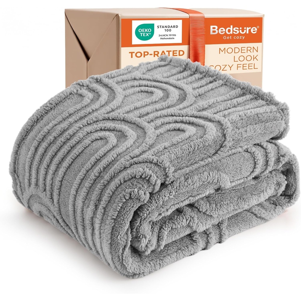 image:imageBedsure GentleSoft Boho Throw Blanket for Couch  Cozy Modern Boho Decorative Blankets for Women Girls Fuzzy Fleece Throw for Beds Aesthetic Accent Gifts for Sofa Room Decor Off White 50x60 InchesLight Grey