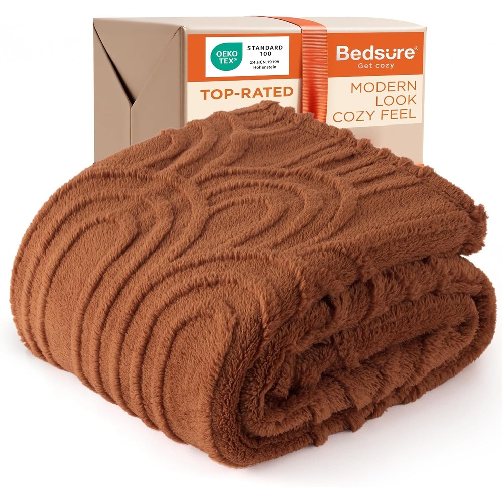 image:imageBedsure GentleSoft Boho Throw Blanket for Couch  Cozy Modern Boho Decorative Blankets for Women Girls Fuzzy Fleece Throw for Beds Aesthetic Accent Gifts for Sofa Room Decor Off White 50x60 InchesOrange