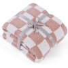 Bedsure Beige Fall Throw Blanket for Couch, Cozy Soft Checkered Blanket, Lightweight Warm Knit Fluffy Throw Blankets for Bed Sofa, Camping, Picnic, Travel, Gifts for Women Men, 50×60 Inches(05 – Checkered Pink)