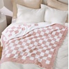 Bedsure Beige Fall Throw Blanket for Couch, Cozy Soft Checkered Blanket, Lightweight Warm Knit Fluffy Throw Blankets for Bed Sofa, Camping, Picnic, Travel, Gifts for Women Men, 50×60 Inches(05 – Checkered Pink)