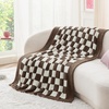 Bedsure Beige Fall Throw Blanket for Couch, Cozy Soft Checkered Blanket, Lightweight Warm Knit Fluffy Throw Blankets for Bed Sofa, Camping, Picnic, Travel, Gifts for Women Men, 50×60 Inches(14 – Checkered Brown)