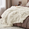 Bedsure Faux Fur Fluffy Fleece Sherpa Blanket Couch Throw Grey 50″x60″(02- Cream)