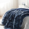 Bedsure Faux Fur Fluffy Fleece Sherpa Blanket Couch Throw Grey 50″x60″(05- Tie Dye Navy)