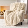Bedsure Faux Fur Fluffy Fleece Sherpa Blanket Couch Throw Grey 50″x60″(06- Beige)