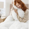 Bedsure Faux Fur Fluffy Fleece Sherpa Blanket Couch Throw Grey 50″x60″(08- White)