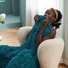 Bedsure Faux Fur Fluffy Fleece Sherpa Blanket Couch Throw Grey 50″x60″(15- Teal)
