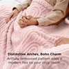 Bedsure GentleSoft Boho Throw Blanket for Couch – Cozy Modern Boho Decorative Blankets for Women Girls, Fuzzy Fleece Throw for Beds, Aesthetic Accent Gifts for Sofa Room Decor, Off White, 50×60 Inches(Pink)