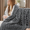 Bedsure Soft Sherpa Blanket Fluffy Throw Gift Beige 50″x60″(03 – Dark Grey)