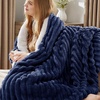 Bedsure Soft Sherpa Blanket Fluffy Throw Gift Beige 50″x60″(05 – Navy Blue)