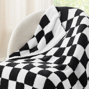 Bedsure Beige Fall Throw Blanket for Couch, Cozy Soft Checkered Blanket, Lightweight Warm Knit Fluffy Throw Blankets for Bed Sofa, Camping, Picnic, Travel, Gifts for Women Men, 50×60 Inches(08 – Checkered Black)