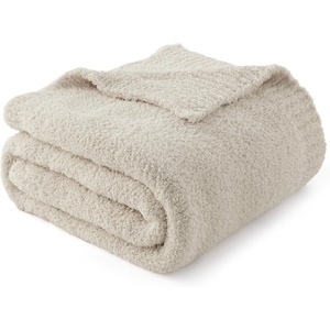 Bedsure Beige Fall Throw Blanket for Couch, Cozy Soft Checkered Blanket, Lightweight Warm Knit Fluffy Throw Blankets for Bed Sofa, Camping, Picnic, Travel, Gifts for Women Men, 50×60 Inches(02 – Beige)