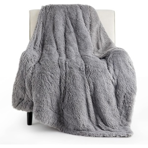 Bedsure Faux Fur Fluffy Fleece Sherpa Blanket Couch Throw Grey 50″x60″(10- Grey)