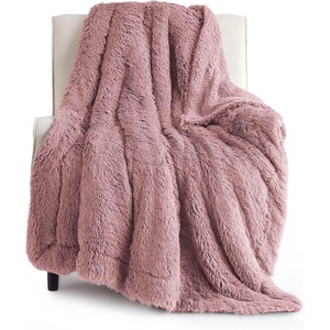 Bedsure Faux Fur Fluffy Fleece Sherpa Blanket Couch Throw Grey 50″x60″(16- Dusty Pink)