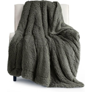Bedsure Faux Fur Fluffy Fleece Sherpa Blanket Couch Throw Grey 50″x60″(19- Olive Green)