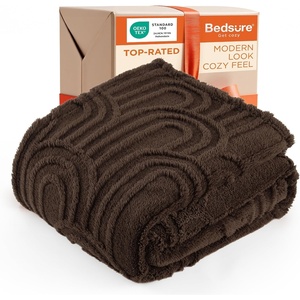 Bedsure GentleSoft Boho Throw Blanket for Couch – Cozy Modern Boho Decorative Blankets for Women Girls, Fuzzy Fleece Throw for Beds, Aesthetic Accent Gifts for Sofa Room Decor, Off White, 50×60 Inches(Dark Brown)