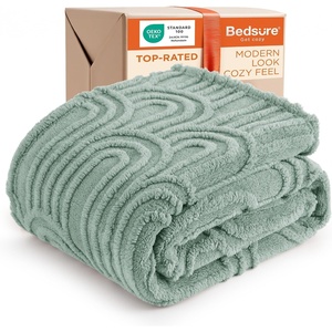 Bedsure GentleSoft Boho Throw Blanket for Couch – Cozy Modern Boho Decorative Blankets for Women Girls, Fuzzy Fleece Throw for Beds, Aesthetic Accent Gifts for Sofa Room Decor, Off White, 50×60 Inches(Sage Green)