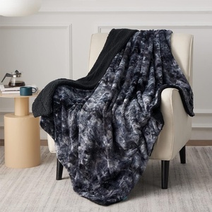 Bedsure GentleSoft Sherpa Fluffy Throw Blanket – Fleece Warm and Cozy Throw for Women Gift, Plush & Fuzzy Faux Fur Christmas Blanket for Couch, Sofa, Bed Decor, Tie Dye Design, Brown, 50×60 Inches(03 – Tie Dye Black)