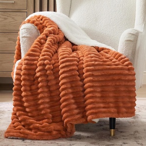 Bedsure Soft Sherpa Blanket Fluffy Throw Gift Beige 50″x60″(00 – Burnt Orange)