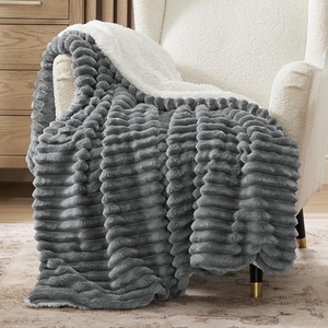 Bedsure Soft Sherpa Blanket Fluffy Throw Gift Beige 50″x60″(03 – Dark Grey)