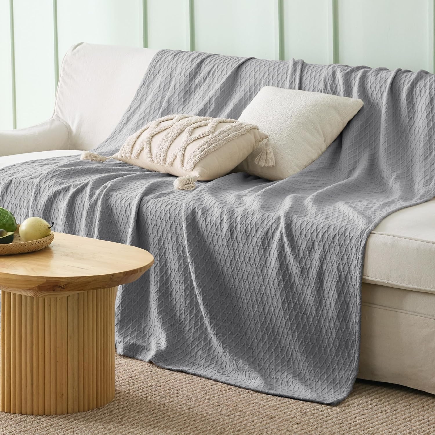 image:imageBedsure Cooling Cotton Waffle Summer Blanket Queen Size Grey 90x90Grey
