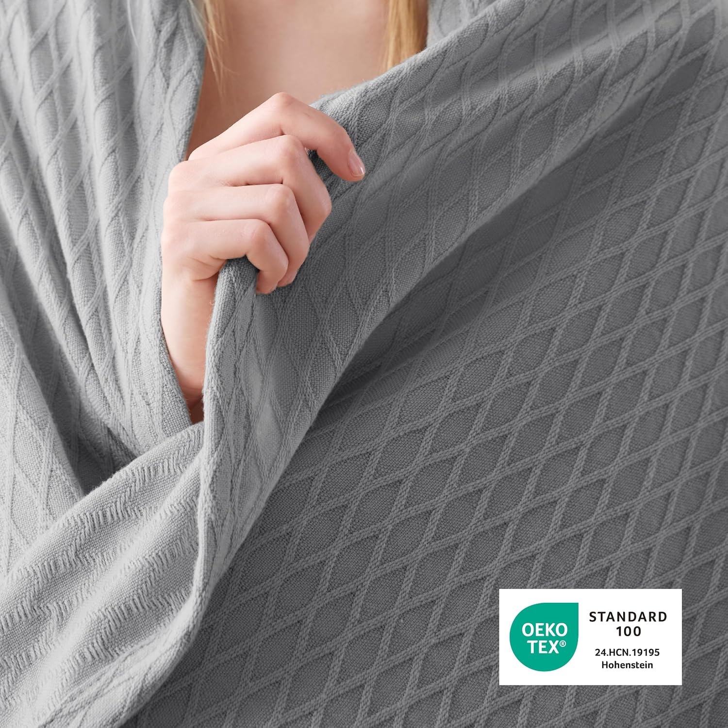 image:imageBedsure Cooling Cotton Waffle Summer Blanket Queen Size Grey 90x90Grey