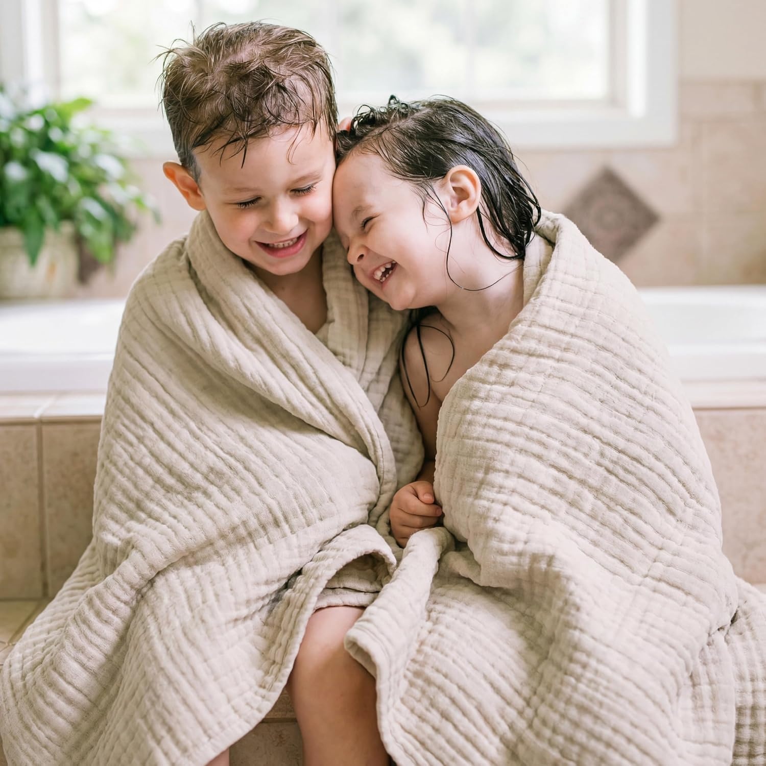 image:imageBedsure Cooling Muslin Blanket King Size for Adults Linen Beige 104x9001 Beige