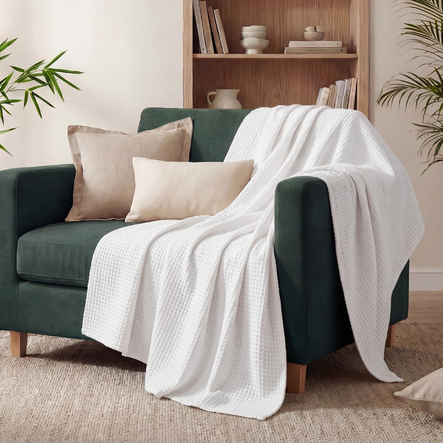image:imageBedsure Cooling Muslin Blanket King Size for Adults Linen Beige 104x9002 White