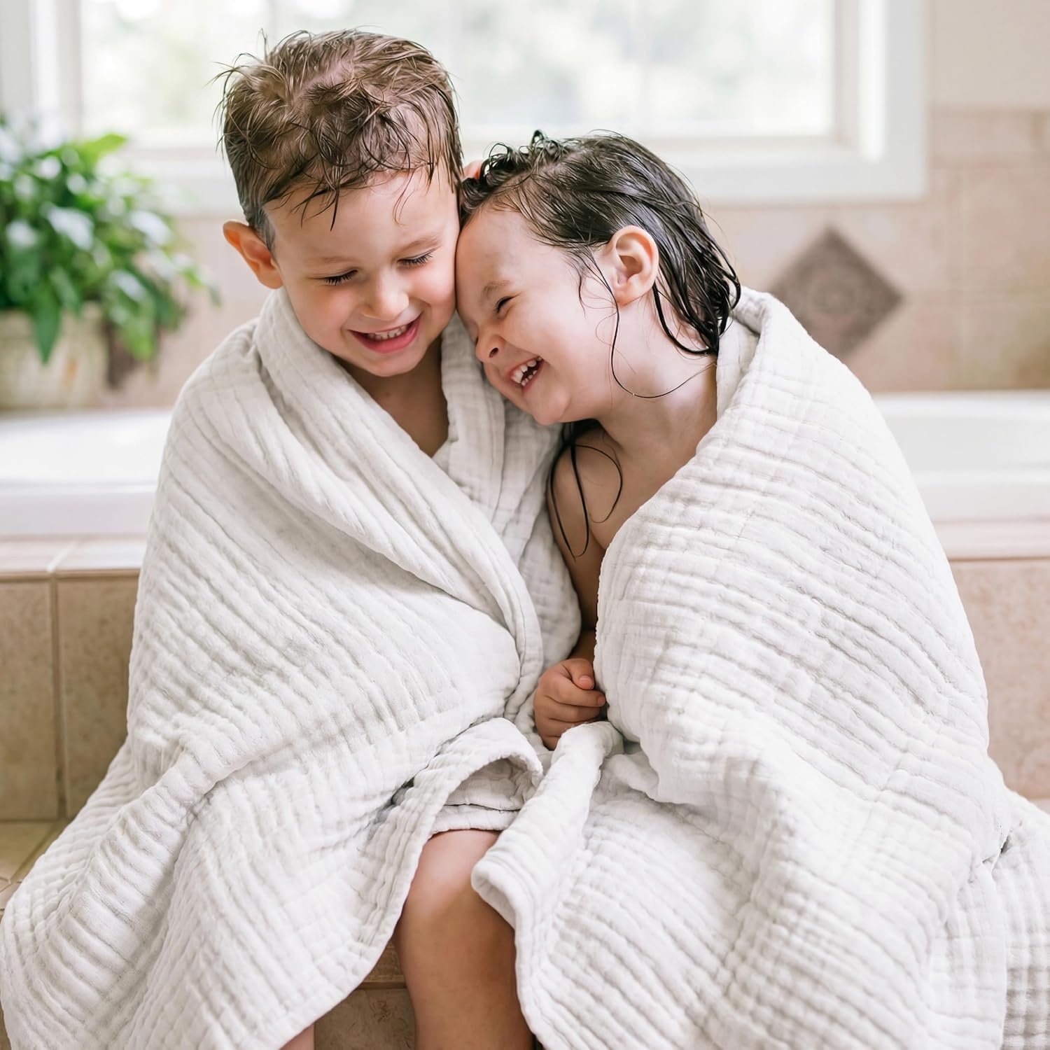 image:imageBedsure Cooling Muslin Blanket King Size for Adults Linen Beige 104x9002 White