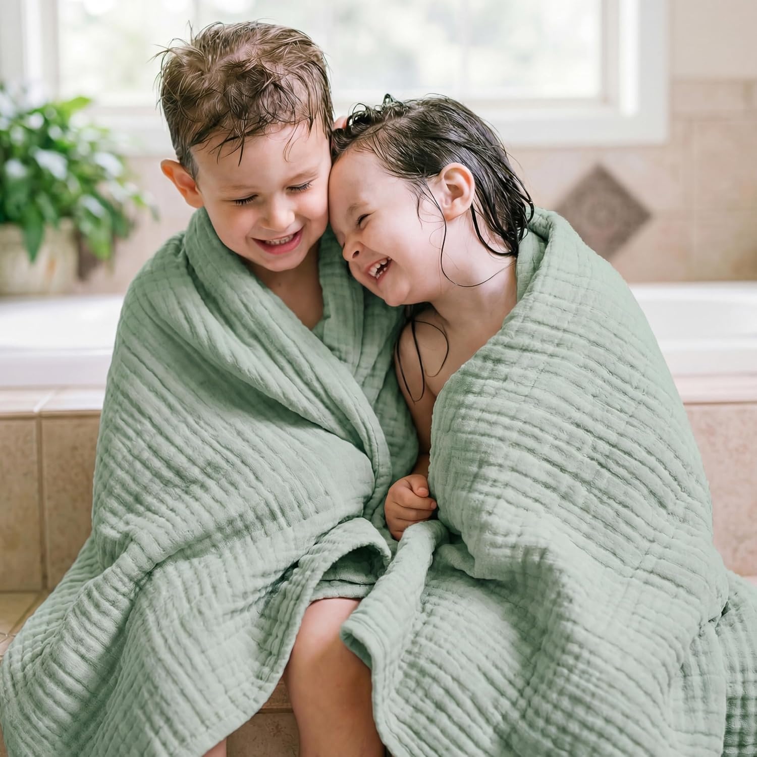 image:imageBedsure Cooling Muslin Blanket King Size for Adults Linen Beige 104x9003 Sage Green