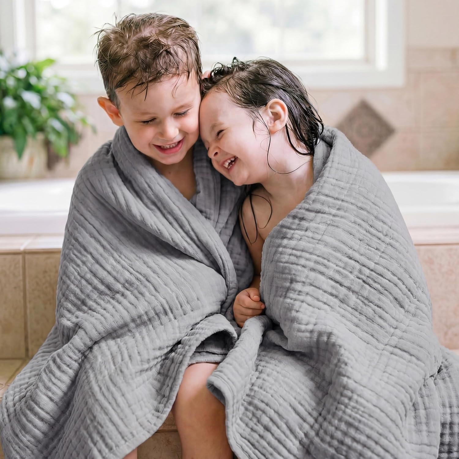 image:imageBedsure Cooling Muslin Blanket King Size for Adults Linen Beige 104x9004 Grey