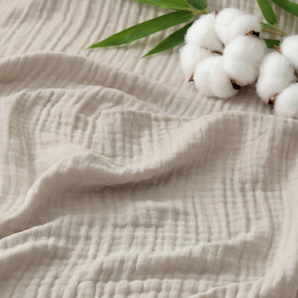 image:imageBedsure Cooling Muslin Blanket King Size for Adults Linen Beige 104x9001 Beige