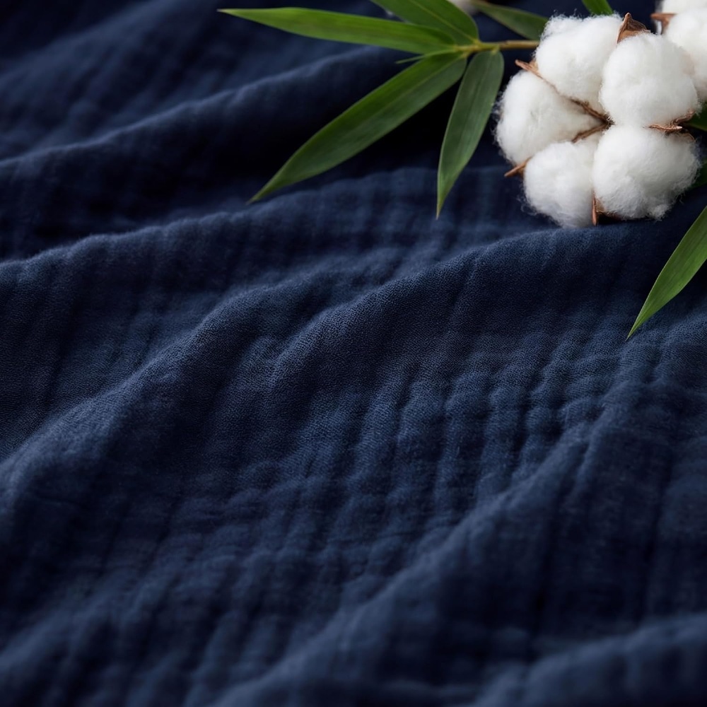 image:imageBedsure Cooling Muslin Blanket King Size for Adults Linen Beige 104x9005 Navy Blue