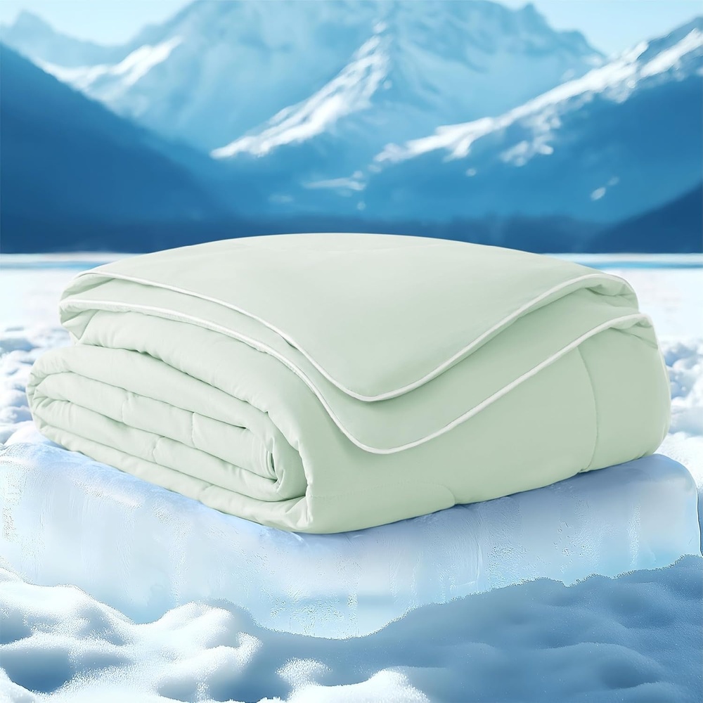image:imageBedsure Cooling Throw Blanket for Hot Sleepers Black and Grey 50x60Light Green