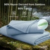 Bedsure Cooling Cotton Waffle Summer Blanket Queen Size Grey 90″x90″(Blue)