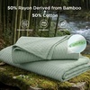 Bedsure Cooling Cotton Waffle Summer Blanket Queen Size Grey 90″x90″(Green)