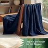 Bedsure Cooling Muslin Blanket King Size for Adults, Linen Beige, 104″x90″(05 – Navy Blue)