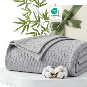Bedsure Cooling Cotton Waffle Summer Blanket Queen Size Grey 90″x90″(Grey)