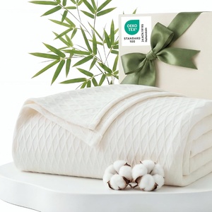 Bedsure Cooling Cotton Waffle Summer Blanket Queen Size Grey 90″x90″(White)