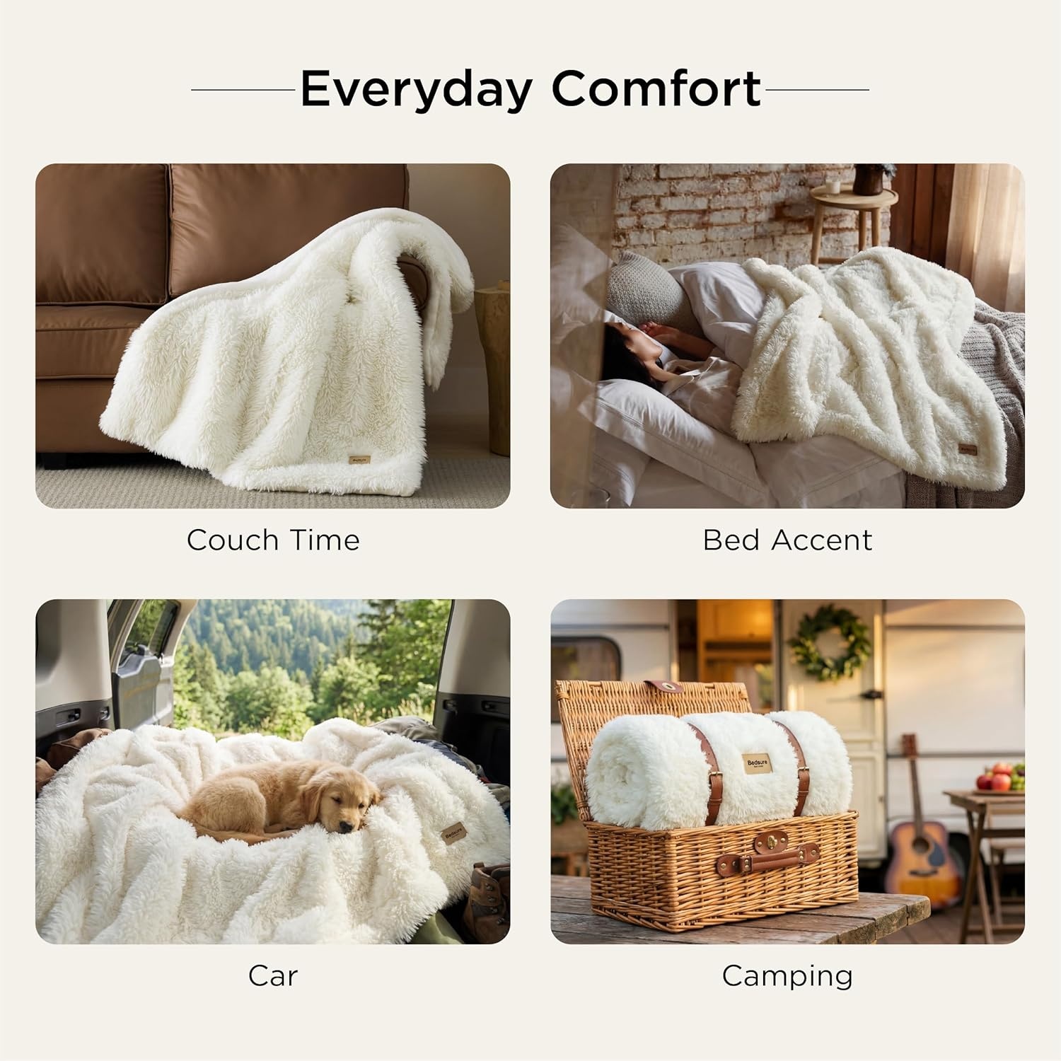 image:imageBedsure Faux Fur White Throw Blanket Fluffy Soft Shaggy Reversible01 White