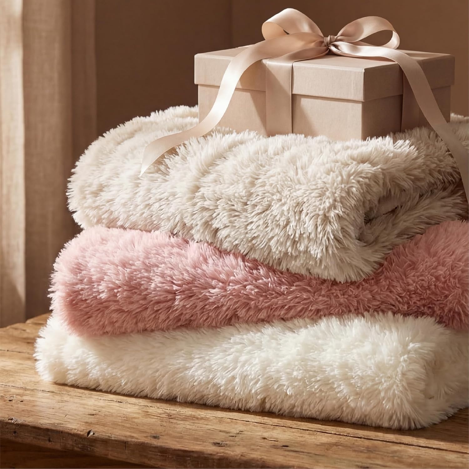 image:imageBedsure Faux Fur White Throw Blanket Fluffy Soft Shaggy Reversible01 White