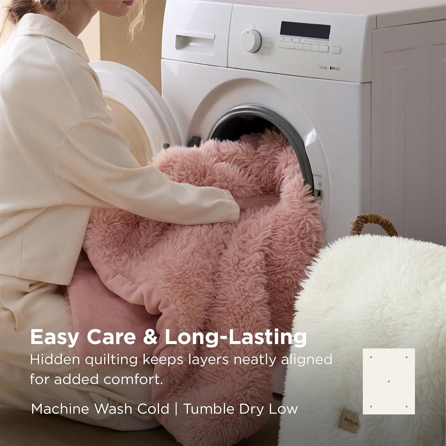 image:imageBedsure Faux Fur White Throw Blanket Fluffy Soft Shaggy Reversible02 Pink